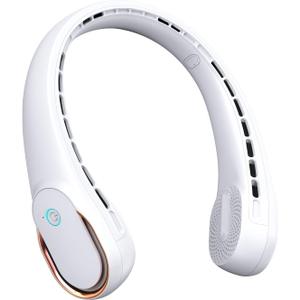 FrSara Neck Fan, Portable Personal Fan Strong Wind, 4000mAh, Air Volume,360 Cooling, No Hair Twisting, Air Volume On 2 Sides, Non-Slip, Quick Charge, Long Use Time, Birthday Gift for Women, Dad, Men (White)