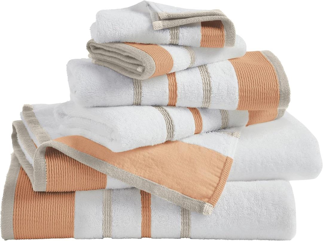 Great Bay Home Decorative Bath Towel Set - Luxury Cotton 6 Piece Towel Set - Luxurious, Ultra-Soft, Durable Towels for Bathroom Decor (Clay/Taupe)