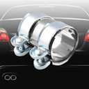RULLINE 2 inch Hardware Exhaust Clamp, Lap Joint+Bolts Band Flanges Clamp Stainless Steel Universal Compatible with Muffler Downpipe Catback Pipe Connector