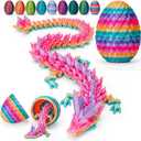 Efilra 3D Printed Dragon Egg, Magnetic Dragon Eggs with Dragon Inside, Easter Basket Stuffers, Easter Eggs 3D Dragon Toys Gifts for Kids 5-7, Crystal Dragon Egg Fidget Toys, Candy Color 