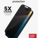 ZAGG Glass Elite Privacy Screen Protector for iPhone 16 Pro - 2-Way Privacy Filter, Ultra-Strong Tempered Glass, 5X Stronger, Smudge-Free, Easy Install, InvisibleShield, Recycled Content