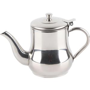 Stainless Steel Teapot with Removable Strainer, 30oz Gooseneck Pour Over Kettle for Loose Leaf Tea & Pour-Over Coffee, Modern Silver small coffee Tea Pot Infuser for 1-3 People, Home, Kitchen, Hotel
