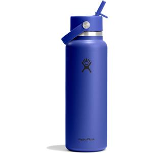 Hydro Flask Water Bottle - Insulated Stainless Steel - Wide Straw Lid, Non Spill, Leakproof in 40 Oz Capri Blue