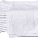 GOLD TEXTILES 12 Pack White Bath Mat Towels 20x30 Inches (Not a Bathroom Rug)- Cotton Blend Washable Economy Hotel Bath Mats