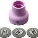 RIVERWELD TIG Screen 53NAbSP3 16# and Champagne Alumina Nozzle Ceramic Cup R type 53NACN 16# 5/8" 16.0mm for SR WP 9 20 17 18 26 TIG Welding Torches Pack of 4