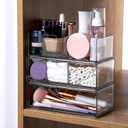 3-Tier Clear Stackable Makeup Organizer with Removable Dividers,Acrylic Medicine Cabinet Organizer and Storage for Bathroom Mirror Cabinets, Vanity, Closet, Countertop with Drawer