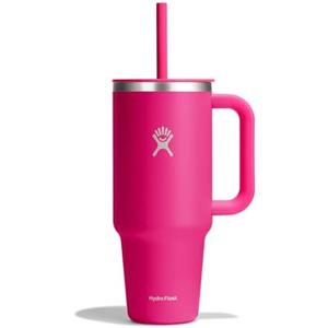 Hydro Flask Travel Tumbler with Handle, Lid and Straw - Insulated Stainless Steel in 40 Oz Zinnia