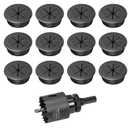 2" Black Desk Grommet, JTemgle Flexible Cable Grommet with Bi-Metal Hole Saw Plastic Cable Hole Cover Wire Organizer Caps Desktop Cord Management for Home Office TV Stands Tabletops, 13 Pieces