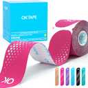 OK TAPE Synthetic Kinesiology Tape Precut Strips, Waterproof Kinesiology Athletic Tape for Joint & Muscle Support, Reflective and Durable Tape, 2in16.4ft Roll 20PCS | Pink
