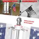 ZMTECH 5FT Flag Pole for Outside House with Solar Light, Tangle Free Stainless Steel Flag Pole Kit, 180 Adjustable Flag Pole Holder & Flag Holder Bracket, Silver (No Flag)