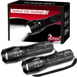 LED Flashlight 2 Pack, Small Flashlights High Lumens with 5 Modes, Waterproof Zoomable Tactical Flash Light for Camping Biking Hiking Outdoor Home Emergency, Camping Essentials Gear