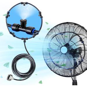 HIRALIY Outdoor Fan Mister, 19.68FT Misting Line with 5 Nozzles and Brass Adapter(3/4") Fan Mister Kit for Outdoor Patio Cooling