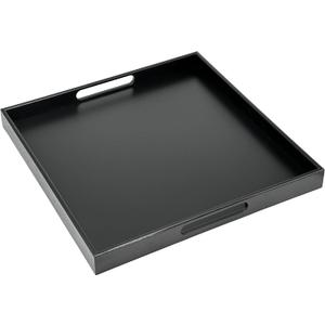 Bam & Boo 20" x 20" x 2" Square Natural Bamboo Ottoman Tray with Handles, Black