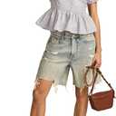 Lucky Brand Womens Short Sleeve Ruched Peplum Top, L