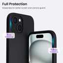 ORNARTO Compatible with iPhone 15 Case 6.1, Slim Liquid Silicone 3 Layers Full Covered Soft Gel Rubber Phone Case, Anti-Scratch Shockproof Protective Cover 6.1 Inch, Black | Slim, Liquid Silicone, 3 Layers, Full Covered, Soft Gel Rubber, Anti-Scratch