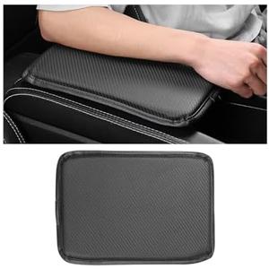 Mandark Car Center Console Pad, Carbon Fiber Leather Vehicle Armrest Storage Box Cover, Non Slip Automotive Interior Arm Rest Seat Box Protection Mat, Universal for Most Cars