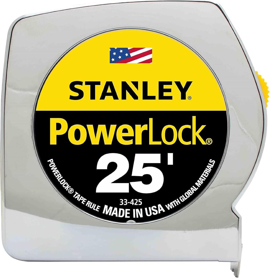Stanley 33425 Powerlock II Power Return Rule, 1-Inch x 25ft, Chrome/Yellow