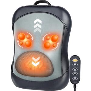 Back Massager for Pain Relief Deep Tissue : Rolling Up and Down, Not Just 4 Fixed Spots, Lower Back Massager with Heat, Shiatsu Kneading Massage for Office Home Car Use