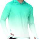 Roadbox Men's UPF 50+ Sun Hoodie, UV Hooded Long Sleeve Fishing Shirts, Lightweight SPF Rash Guard for Outdoor Hiking Swim (Green, XL)