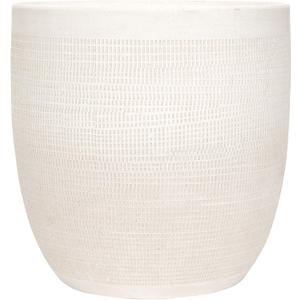 Creative Co-Op Large Matte White Embossed Stoneware Planter