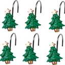 Twofishes Xmas Tree Shower Curtain Hooks Set of 12 Decorative Rust Proof Christmas Tree Shower Curtain Rings Pack of 12