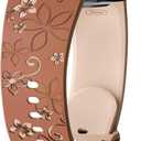 Flower Engraved Band for Samsung Galaxy Watch 7/6/5/4/FE 40mm 44mm/Galaxy Watch 6/4 classic Bands 47mm 43mm 46mm 42mm/Watch 5 pro 45mm Women,No Gap Silicone Cute Floral Strap Wristband Two-Tone Correa (03-brown milktea)