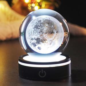 3D Moon Crystal Ball Night Light - Moon Lamp with 16 Colors, Christmas Gift for Adults & Kids | Moon Ball, Galaxy Decor, Bedroom Lamp for Birthdays & Holidays