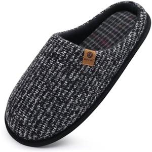 ONCAI Men's House Slippers Memory Foam Slip-On Warm Cozy Scuff Home Bedroom Shoes with Indoor/Outdoor Rubber Soles US Size 11