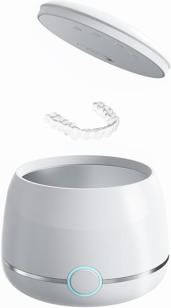 Ultrasonic Retainer Cleaner Machine Pro, Quickly Completes Denture Brushing and Bathing, Deep Cleaning, and Effectively Prevents Aligner Discoloration - White