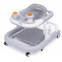 5-in-1 Baby Walker with Wheels Foldable Height-Adjustable Walker for Baby Boy 6-12 Months with Feeding Tray Multi-Functional Activity Center (Grey)