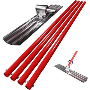 Aluminum Magnesium Alloy Concrete Float 48 x 8 inch, Round End, with Adjustable Bracket, 56 inch Float Extendable Handles x 4, Screeding and Finishing Tool Kit