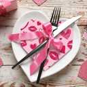 Landical 50 Pcs Valentine Heart Shaped Paper Napkins Galentine's Day Disposable Paper Guest Napkins Valentines Love Hearts Hand Towel for Ladies Celebration Bachelorette Party Table Supplies(Pink)
