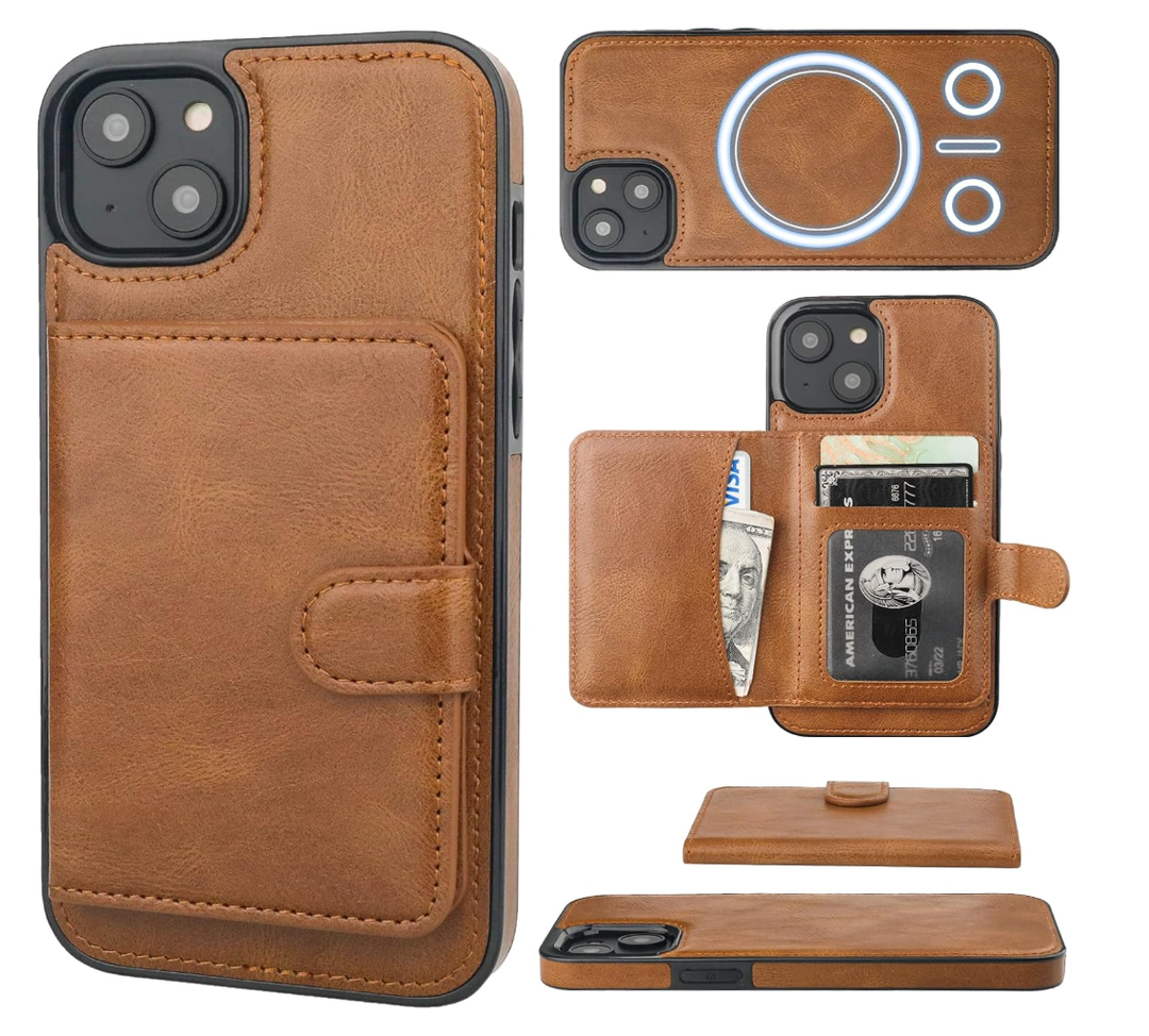 Bocasal Wallet Case for iPhone 14 Plus Compatible with MagSafe Magnetic RFID Blocking Detachable Premium PU Leather Flip Case with Card Slots Holder Kickstand Wireless Charging 6.7 Inc