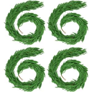 24 FT (4 * 6FT) Christmas Norfolk Pine Garland, Real Touch Dense Faux Greenery Garland for Mantle, Table, Wall, Indoor & Outdoor Christmas Decorations