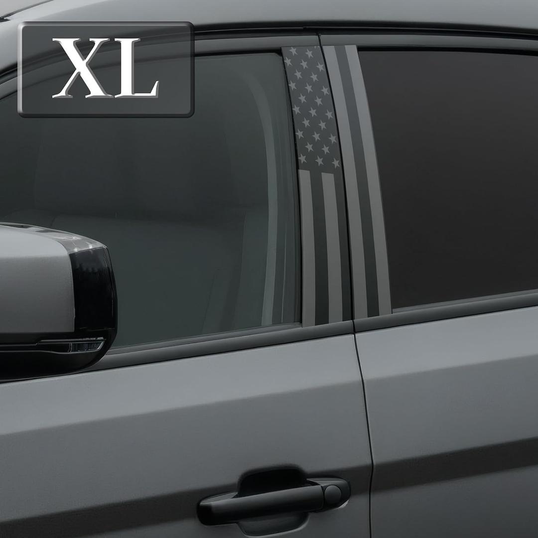 2PCS XL B-Pillar Vinyl Wrap Set 12.6"23.6" (Cut-to-Fit), Waterproof Car B Pillar Sticker Decal, Door Window Pillar Decals, Gloss Vinyl Car Wrap for SUVs Trucks Vans Vehicle (Flag Classic)