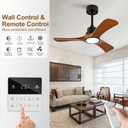 36 inch Ceiling Fans with Lights and Remote Control,Wall Switch,Solid Wood Blades,Dimmable,Reversible Quiet DC Motor,Power Off Memory Modern Black Ceiling Fan Indoor/Outdoor for Bedroom Patios