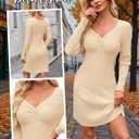 Theenkoln Knee Length Sweater Dresses:Women Long Sleeve Twist Knot 2025 Fall Winter Ribbed Knit Sweater Dress (XL)