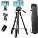 UBeesize 64'' Camera & iPad Tripod, Tripod for iPad & iPhone with Carry Bag, Tablet Tripod with Remote and 2 in 1 Phone Holder for Video Recording, Live Stream, Photography, Travel