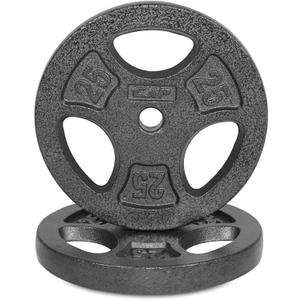 CAP Barbell Standard 1-Inch Grip Weight Plates (25 lbs Plate Pack (x2), Black)