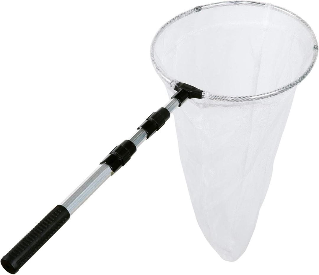 Butterfly Net with 12" Ring, 24" Net Depth, Handle Extends to 36 Inches (12" Ring, 36" Handle)