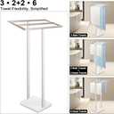 Livabber Standing Towel Rack, 304 Stainless Steel 2 Tier Towel Holder Stand with Heavy Marble Base, Stylish Floor Towels Bar for Bathroom Accessories, Laundry Room, Pool (Brushed Nickel)