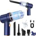 KMM Handheld Car Vacuum Cleaner, 9000Pa Vacuum Cleaner and Air Duster, 120W High Power Hand Held Vacuum with LED Light and Multi-Nozzles for Car, Home, Office, Pet (Blue)