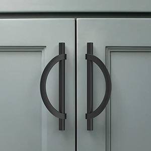 Amerdeco 1  Matte Black Cabinet Pulls 5 Inch(128MM) Hole Centers Kitchen Cabinet Handles Hardware Kitchen Handles for Cabinets Cupboard Handles Drawer Pulls