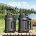 64 oz Insulated Water Bottle for Gym: Meoky Triple Wall Vacuum Stainless Steel Half Gallon Water Jug - Top and Side Handles, 2-in-1 Straw and Spout Lid, Cold for 36 Hrs, Leak Proof for Camping (Night)