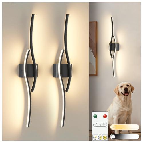 L LOHAS LED Battery Operated Wall Sconces Set of 2, Battery Wall Sconce 7200mAh, Black Rechargeable Sconces 3000K, 31.6 Inch Dimmable Wireless Wall Lights, Sconce Wall Decor for Bedroom, Living Room