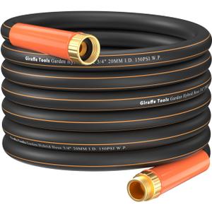 Giraffe Tools Garden Hose 50ft x 3/4", Heavy Duty Water Hose, Flexible, Hybrid Lightweight Hose, Male to Female Fittings, Burst 600 PSI