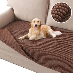 H.VERSAILTEX Plush Chenille Dog Bed Cover Thick Soft Sofa Cover for 3 Cushion Couch Anti Slip Couch Cover Furniture Protector for Dog, Pet, Cat (35" x 74", Caramel)