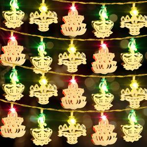 Diwali String Lights, 20 ft 40 LED Battery Operated Diya Lights Diwali Decorations for Home Indian Window String for Wedding Party Indoor Outdoor Bedroom Decor(Colorful,3 Styles)