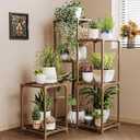 Bamworld Plant Stand Indoor Corner Plant Shelf Wood Plant Holder for Multiple Plants Tall Flower Stands Plants Table Rack Garden Patio Lawn Window 03H, Brown