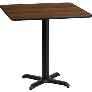 Flash Furniture 30" Square Table and 22x22 X-Base, Walnut, 30"W x 30"D x 31.13"H